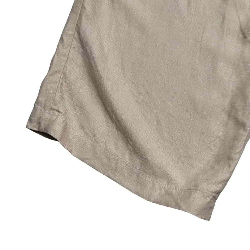 Wilfred Brax Jumpsuit Beige Size 8 Linen Blend Wide Legs Wrap Front Tie Waist